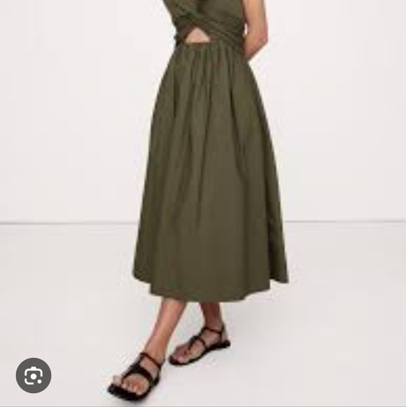 NWOT Banana Republic Cream Cut-Out Midi Dress Size S White - Picture 8 of 8